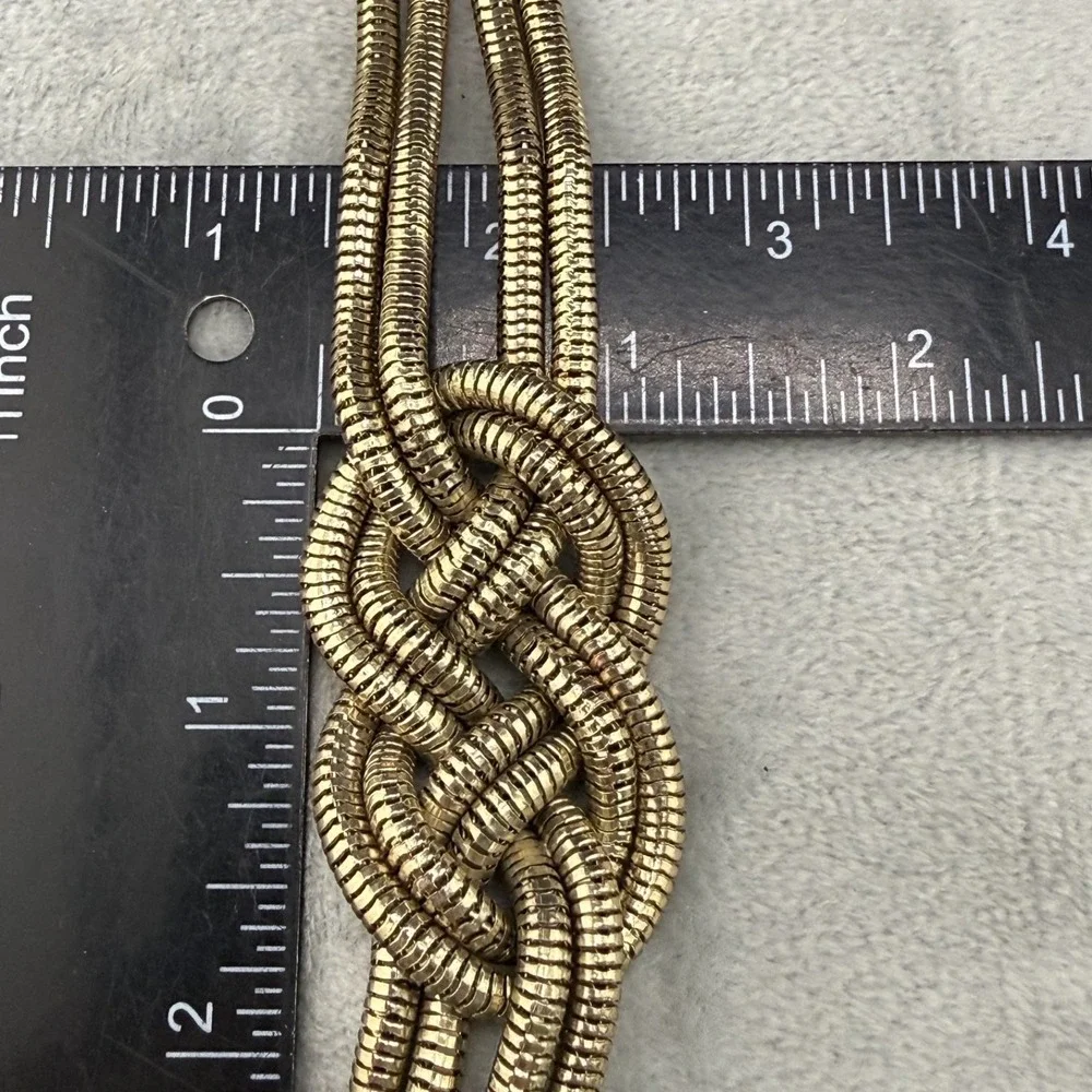 Gold Tone Love Knot Bracelet Signed Adore Mesh Chain 7.5" - Picture 2 of 6